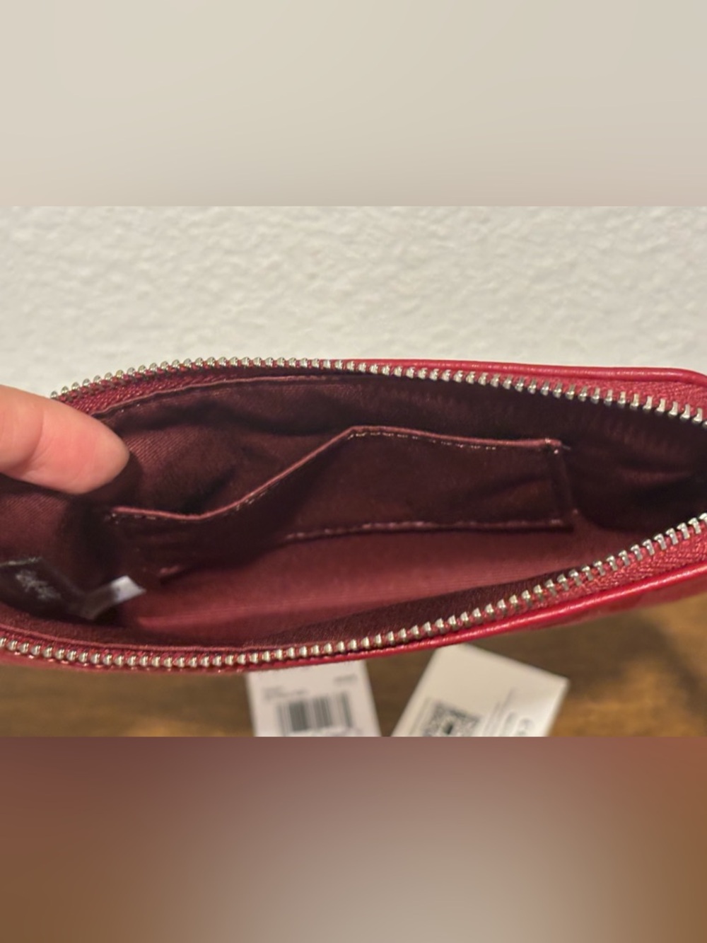 Coach Red Signature Jacquard Wristlet - Picture 5 of 7